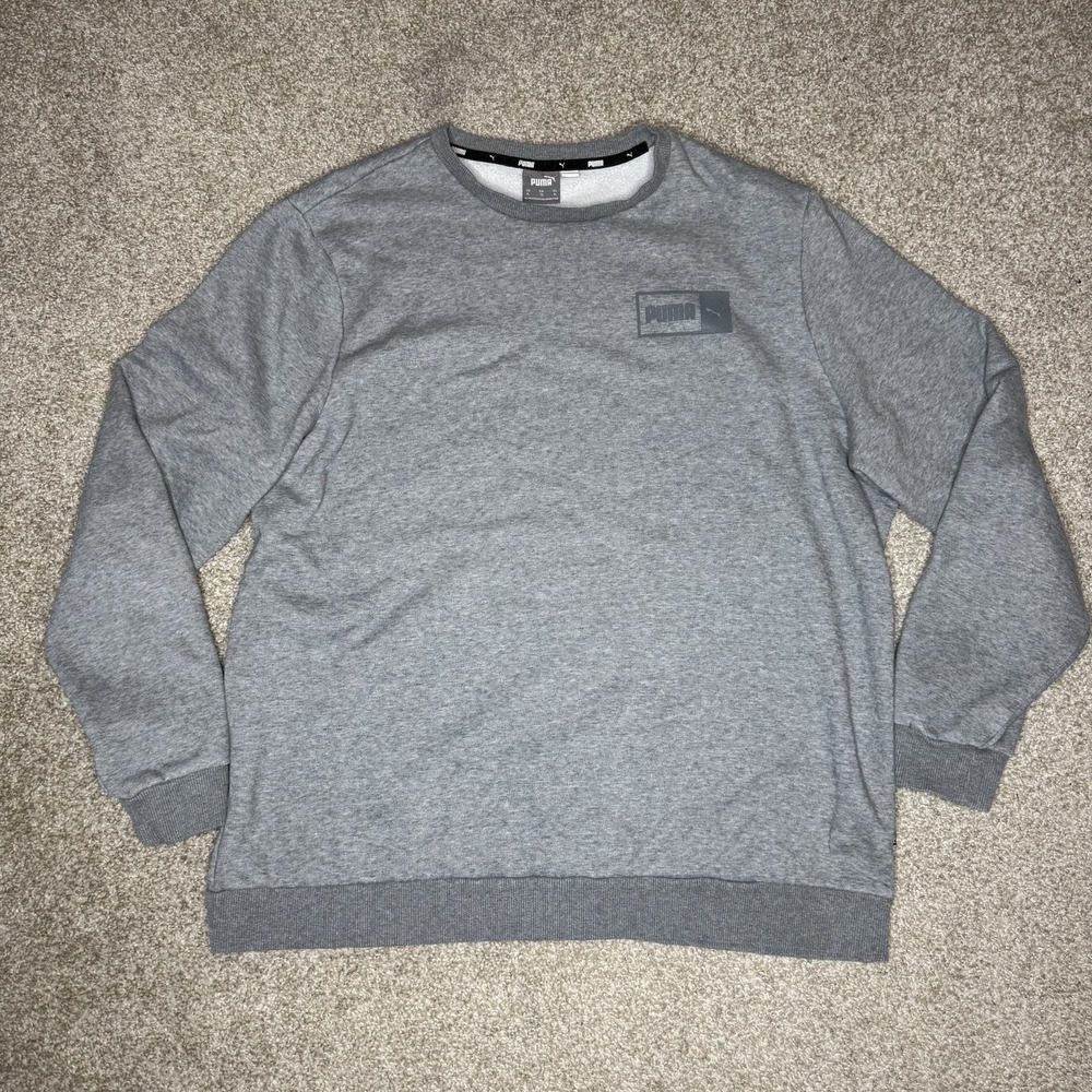 Puma Crewneck Sweatshirt Men's Size XLarge (Fit Large) Grey Comfort Light Weight - Picture 1 of 8
